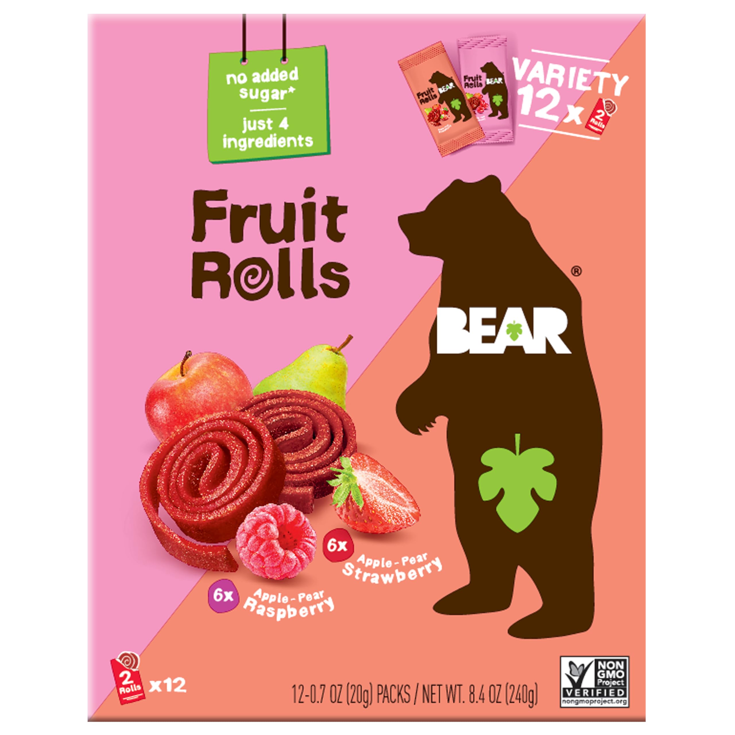 Bear Strawberry Strawberry Raspberry Raspberry Fruit Rolls Variety Pack 8.4 OZ